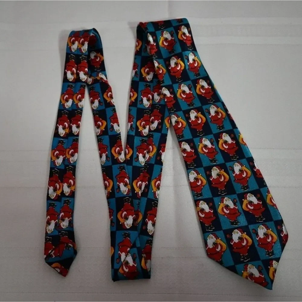 Funtyme Christmas Santa Print Neck Tie 54 Long - Picture 1 of 7